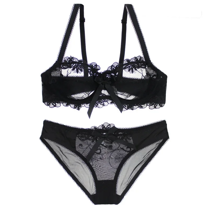 Women Lace Lingerie Set Elegant Sexy Bra Set See Through Underwear Ventilate Ladies Bra and Panty Set