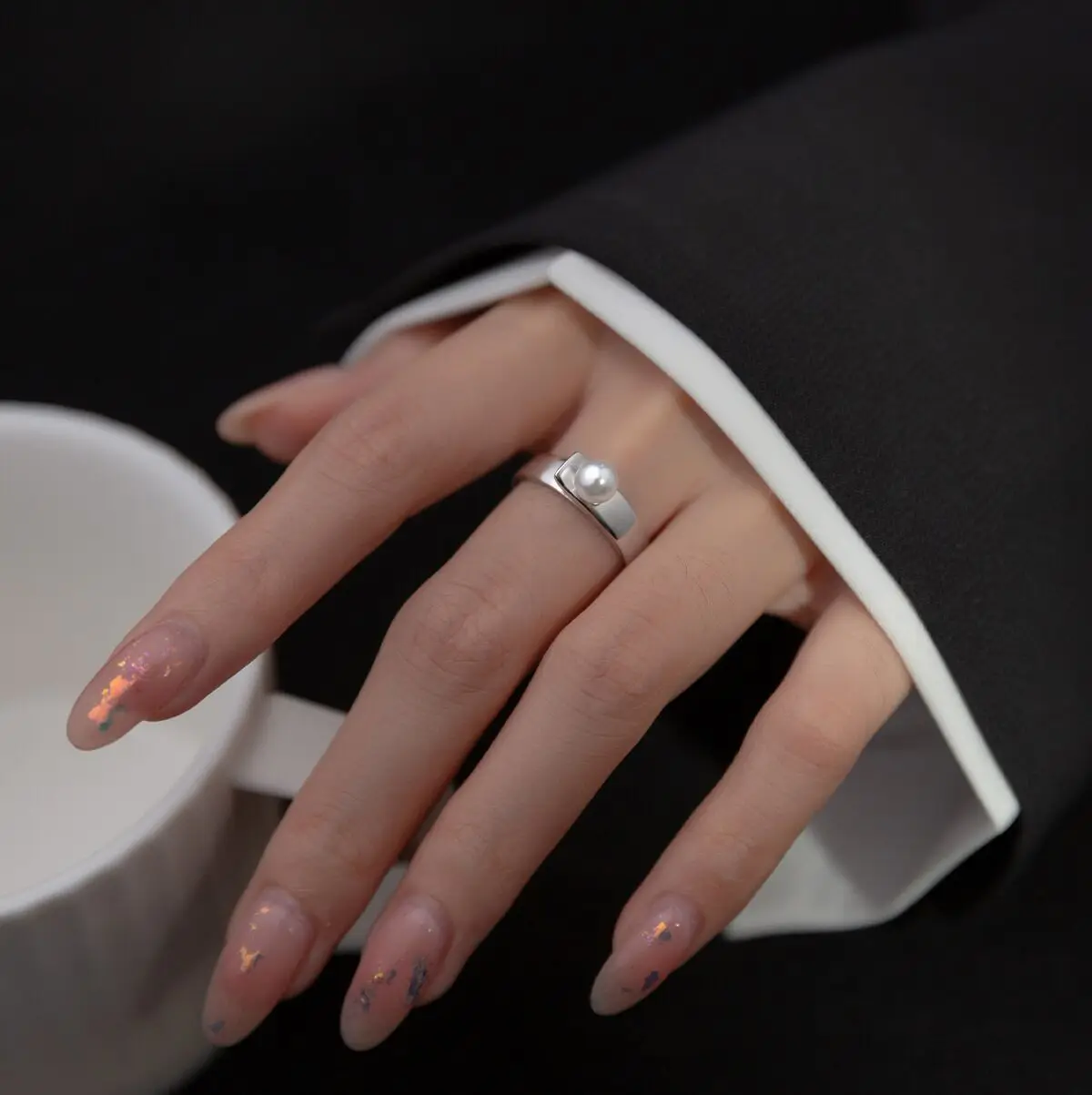 925 Silver Smooth Surface Pearl Rings For Women Wedding Luxury Jewelry Accessories Wholesale  and