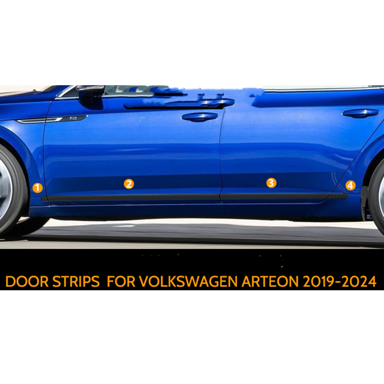 

Side Door Panel Protector Trim Molding Gloss Black Exterior Lower Decoration Cover Strip For Volkswagen VW Arteon CC 2019-2024
