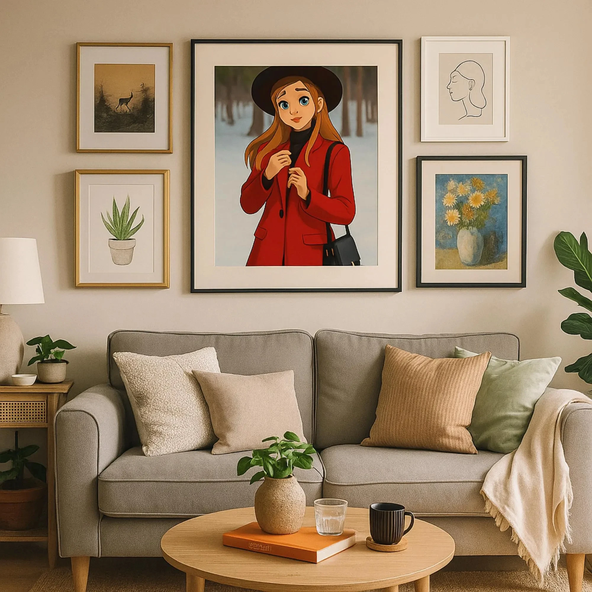 صورة مخصصة على طراز الحكاية الخيالية من صورة رسم كرتوني شخصي للأزواج والأطفال والحيوانات الأليفة والأسرة هدية ديكور المنزل #6