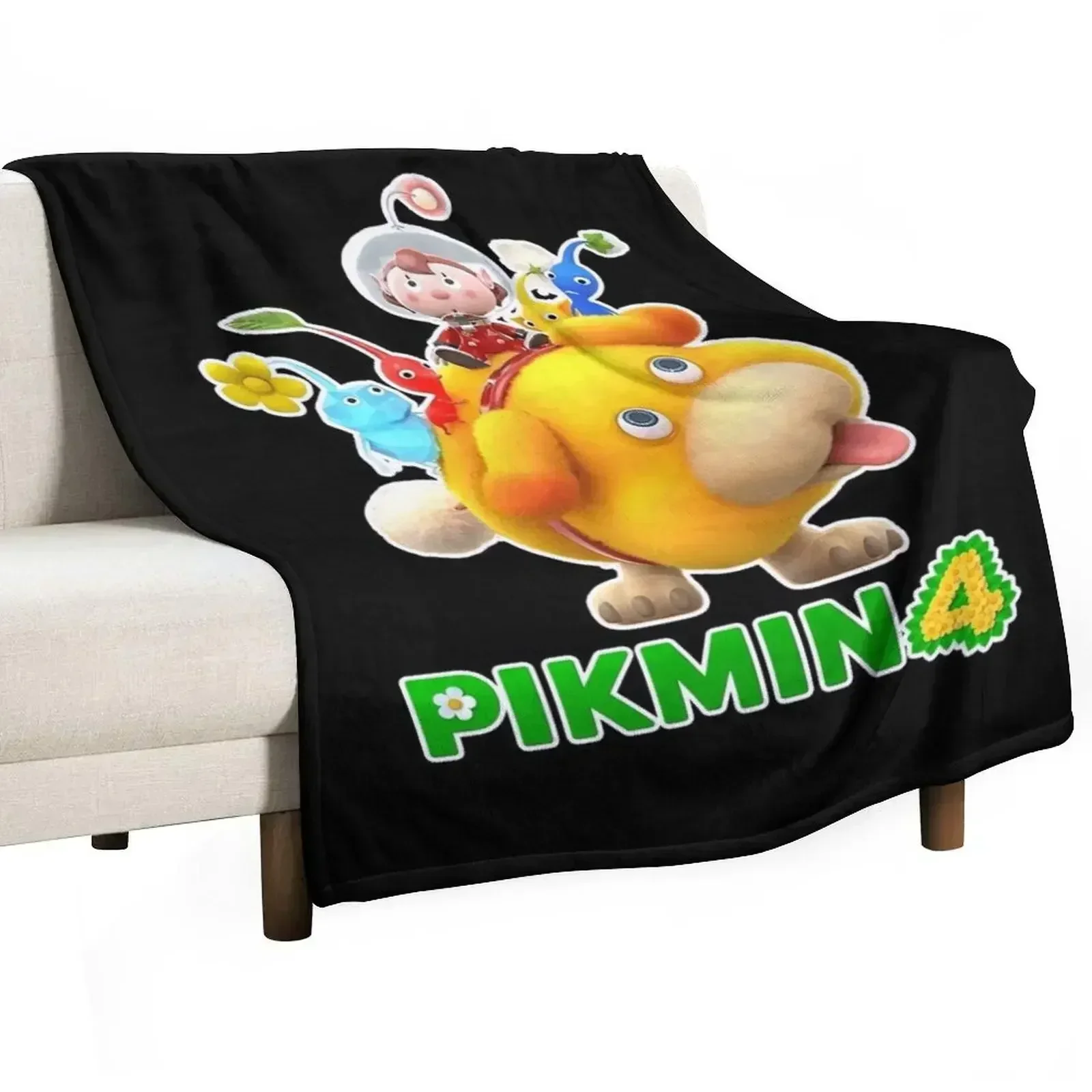 Pikmin, Pikmin 4, Rescue Pup Oatchi, Pikmin 2023, Balck Throw Blanket Soft Warm Blanket Gift for Grandparents