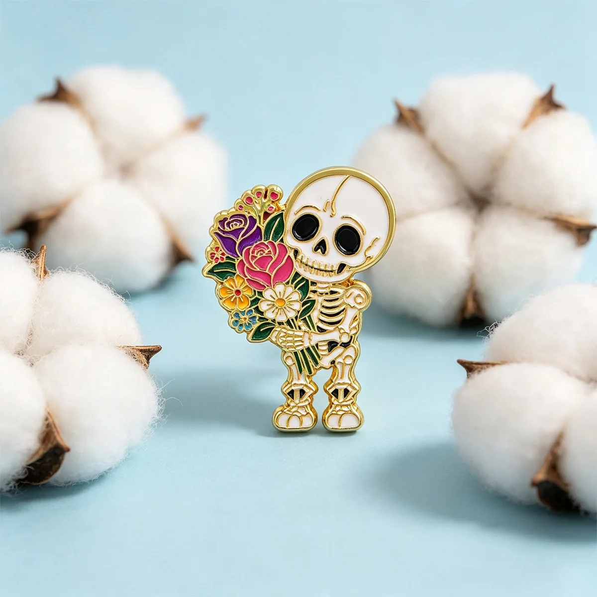 9-teiliges Set Niedliche Skelett-Emaille-Pins, Gothic-Rosenblüten-Brosche, Anstecknadeln für Rucksäcke, Accessoires, Schmuck, Geschenk für Freunde – Detail 4