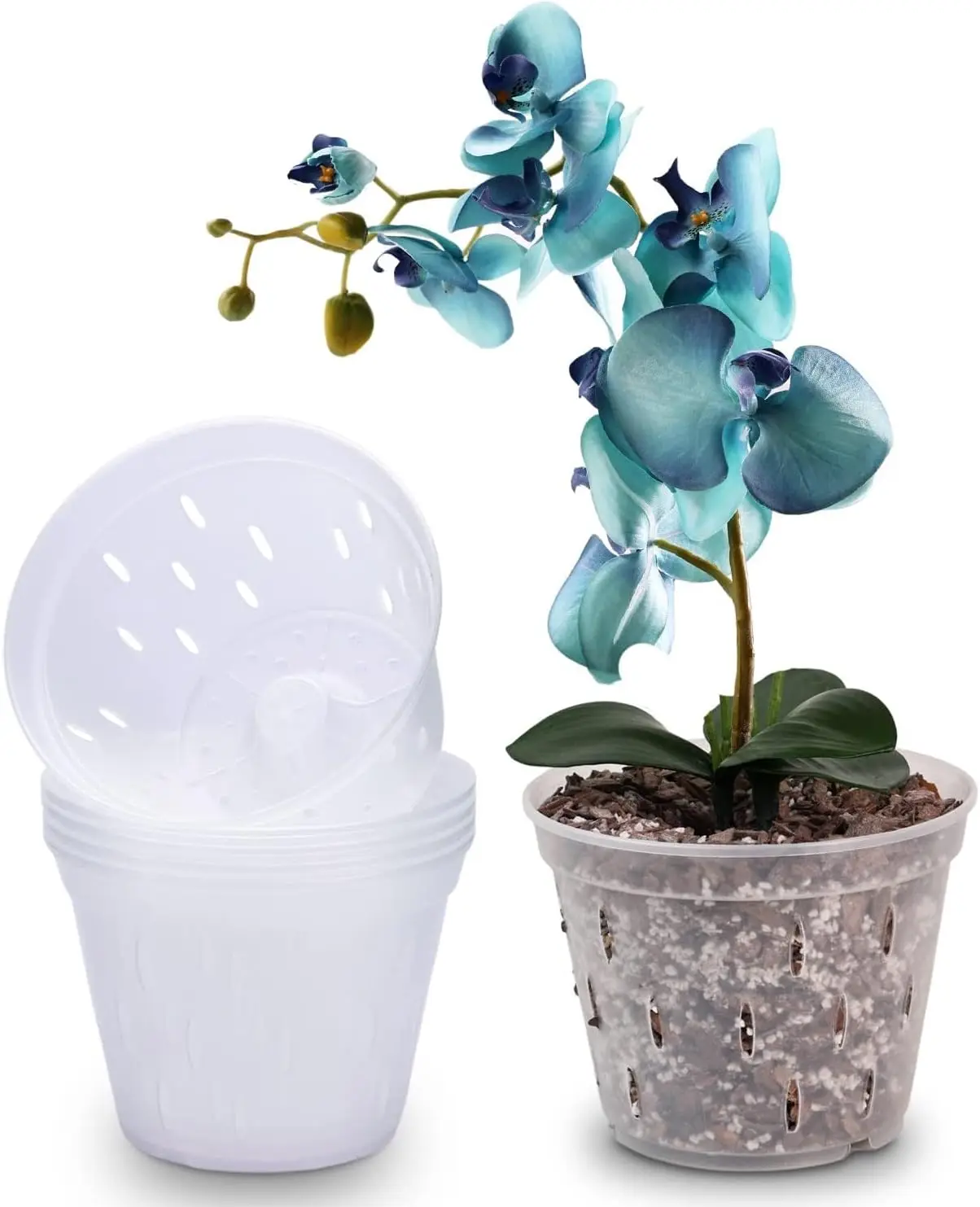 

Orchid Pots with Holes Clear Orchid Pot Nursery Plastic pots for Plants Pot Flower Pots Outdoor and Indoor Use 5.5 inch 5