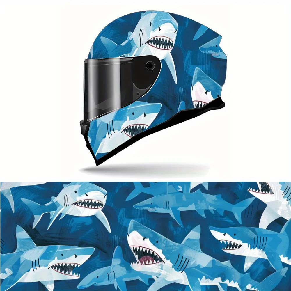 

Eye Catching Shark School Full Face Vinyl Motorcycle Helmet Decorative Sticker Waterproof Self-adhesive Gift for Motorcycle Enth
