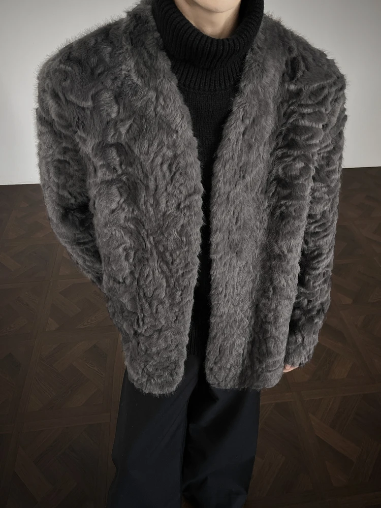 الرجال الفراء البدلة سترة الرجال 2025 الخريف الشتاء جديد الراقية الفراء التكامل القطن وسادات مبطنة كم طويل بلون سترات #4