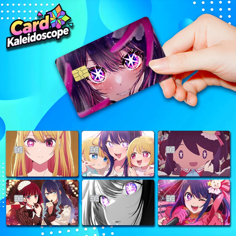 Anime OSHI NO KO Kreditkarten-Skin-Aufkleber Niedliche Mädchen Matte Aufkleber für VISA JCB AMEX MasterCard und Andere IC-Karten Dekoration