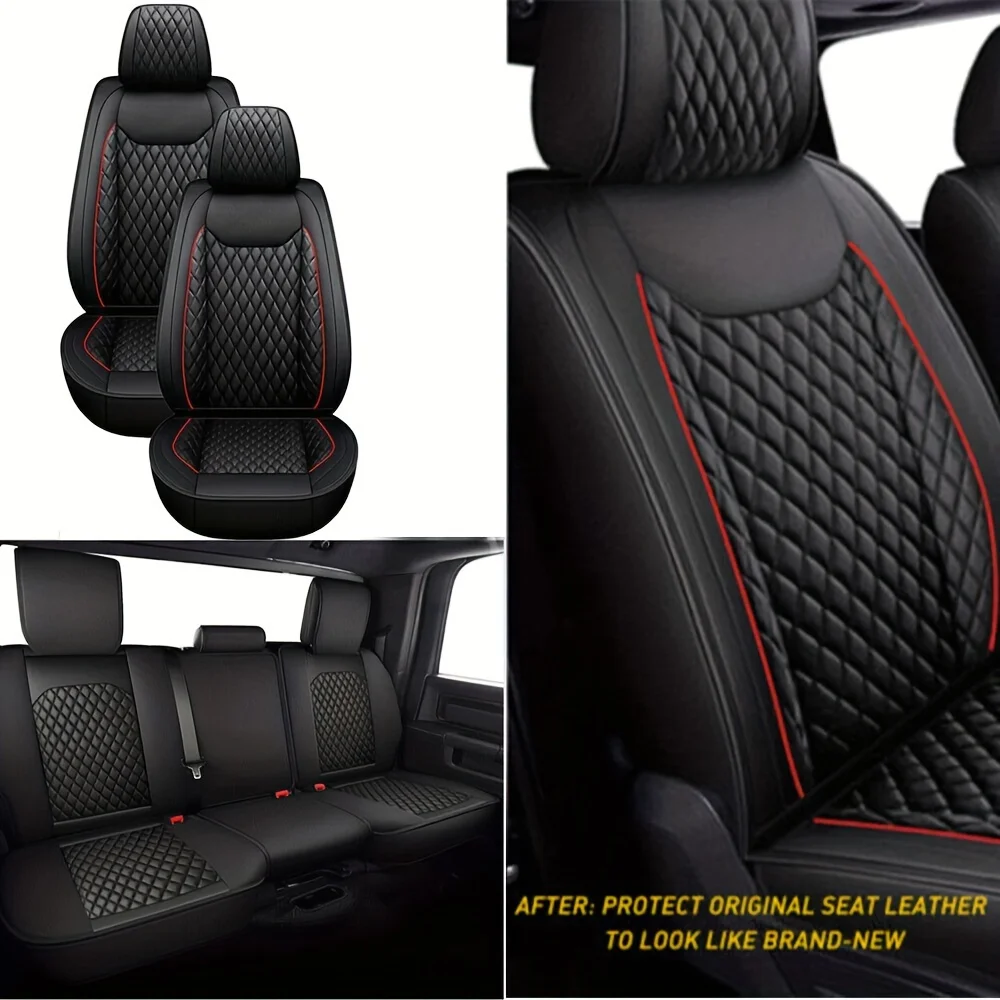 

Full Set For Five Seats Car Seat Cover Faux Leather For Dodge 2009-2021 For Ram 1500 2010-2021 2500 3500