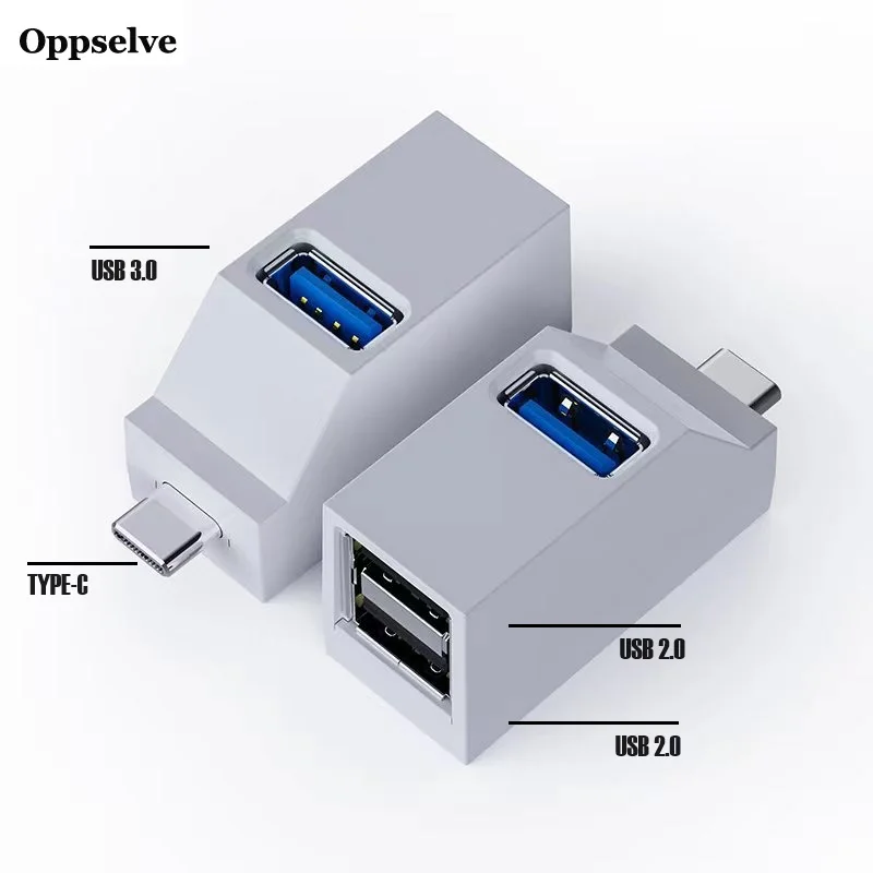 3 Ports Type-C USB Splitter USB3.0/2.0 HUB High Speed Adapter Mini Extender for PC Laptop Macbook Mobile Phone U Disk Reader