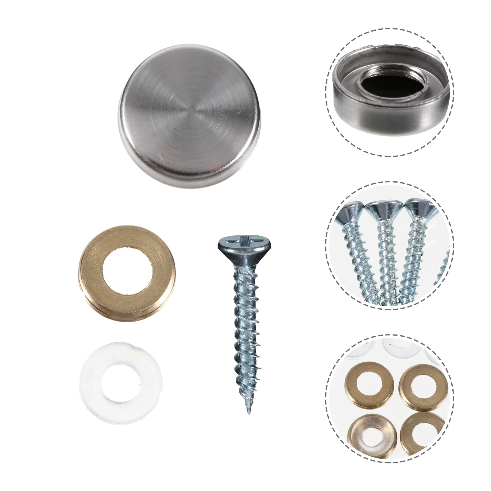 

24pcs Mirror Nail Stainless Steel Glass Furniture Fixing Hardware Precision Screws Cap Cover For Mirrors Tea Tables Wardrobes