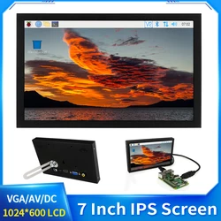 7 Inch IPS Screen 1024*600 LCD Portable Monitor AV DC Pow VGA Display Multi-Interface Support Raspberry Pi Banana Pi Mini PC