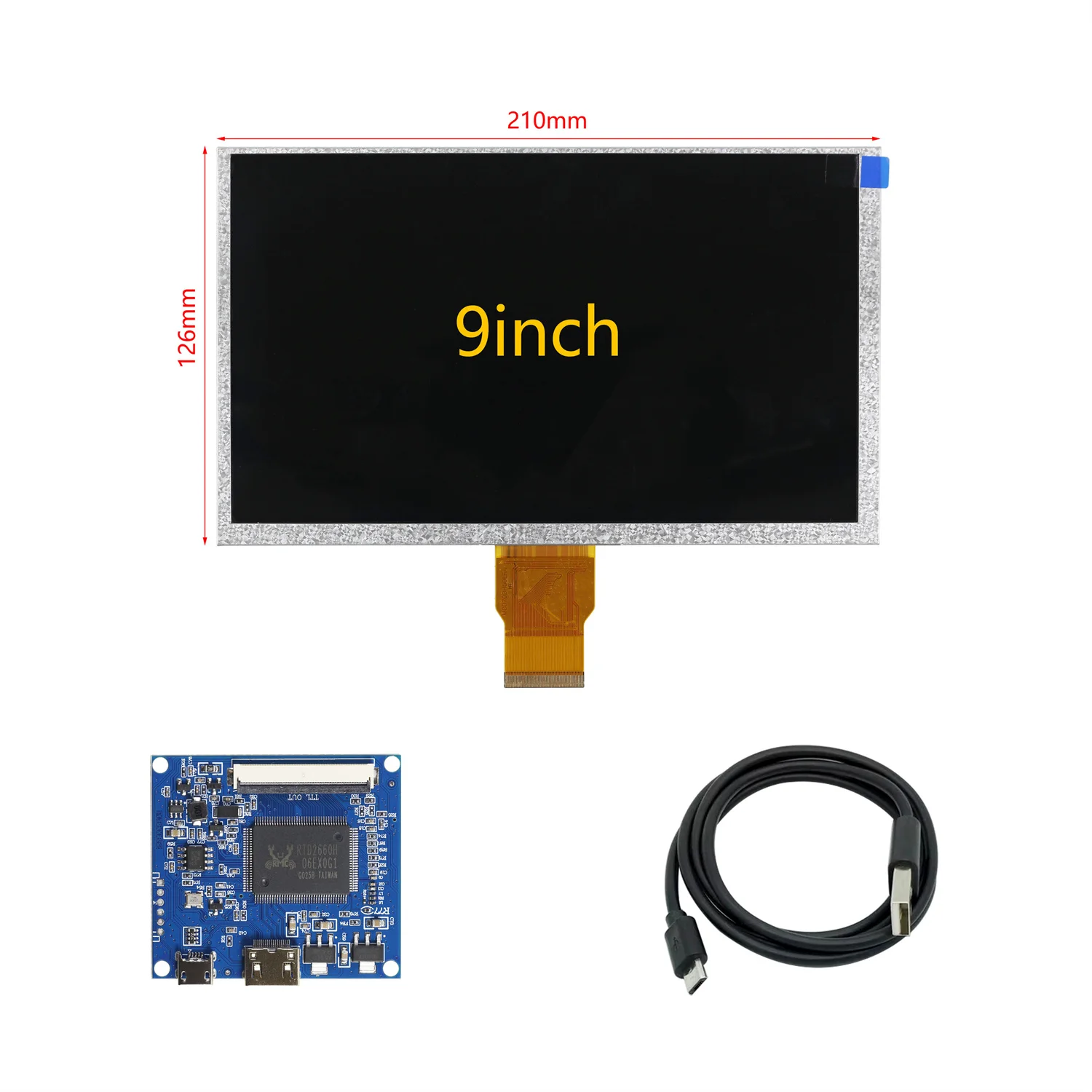 Pantalla LCD de 9 pulgadas, 1024x600, placa de Control del controlador del Monitor, Mini Compatible con HDMI para Lattepanda, Raspberry Pi Banana Pi PC