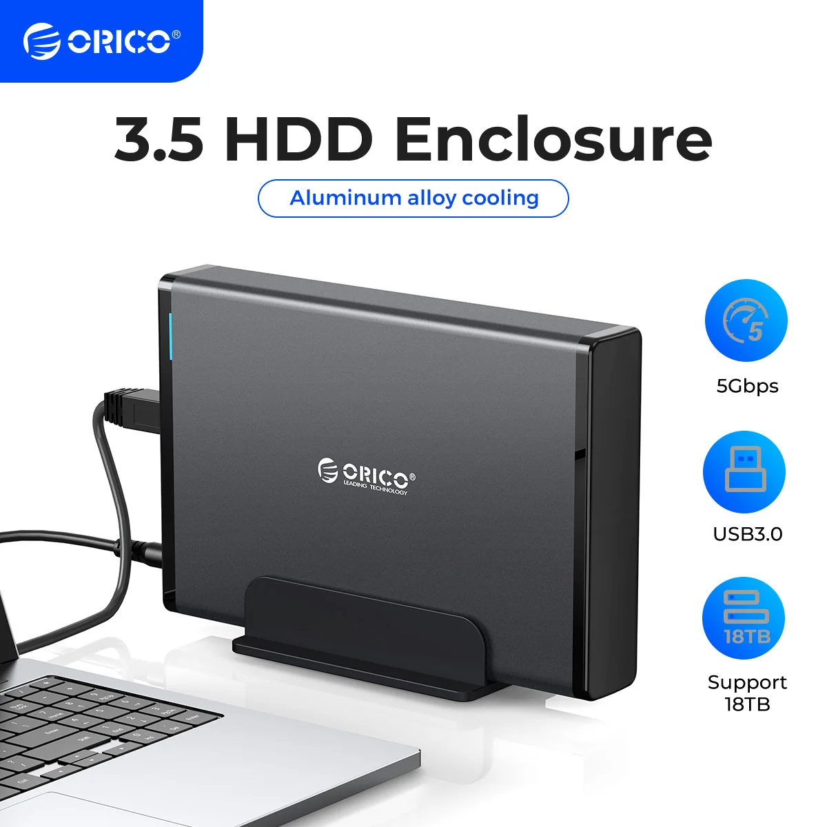 ORICO 7688U3 USB3.0 to SATA3.0 3.5 inch External Hard Drive Enclosure Docking Station Support UASP 12V Power