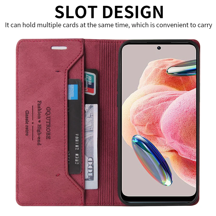 Wallet Anti Theft Brush Magnetic Flip Card Stand Leather Case For Xiaomi Redmi 14C 13C 12C 10C Note 14 Pro+ 13 12 12S 11S 11 Pro