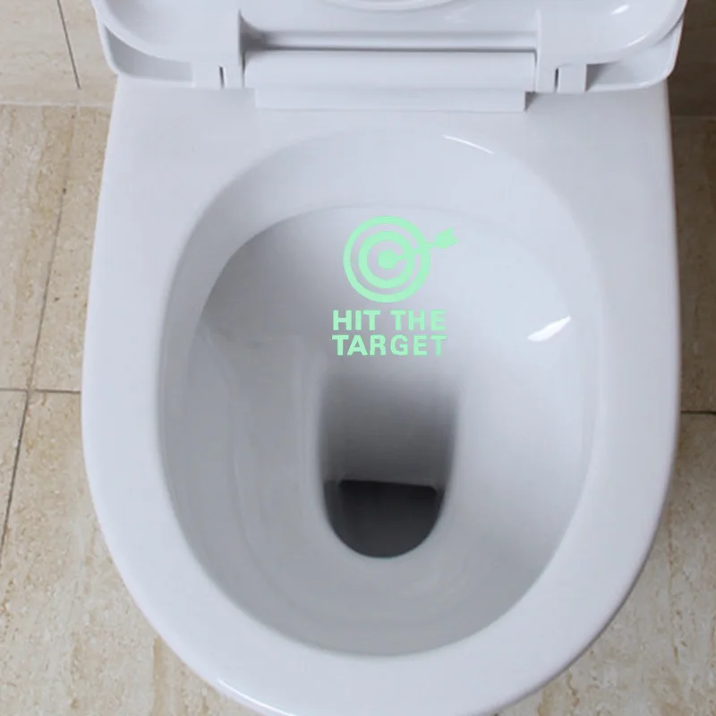 HIT THE TARGET Toilet Stickers Glow Waterproof Toilet Seat Posters Wc Washroom Reminder Sign Decals for Home Bathroom Decoration