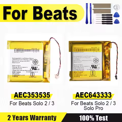New AEC353535 Headset Battery AEC643333 for Beats Solo 2.0 3.0 Studio 2 3 Pro Solo2 3 Brand-New Battery Wireless + tools