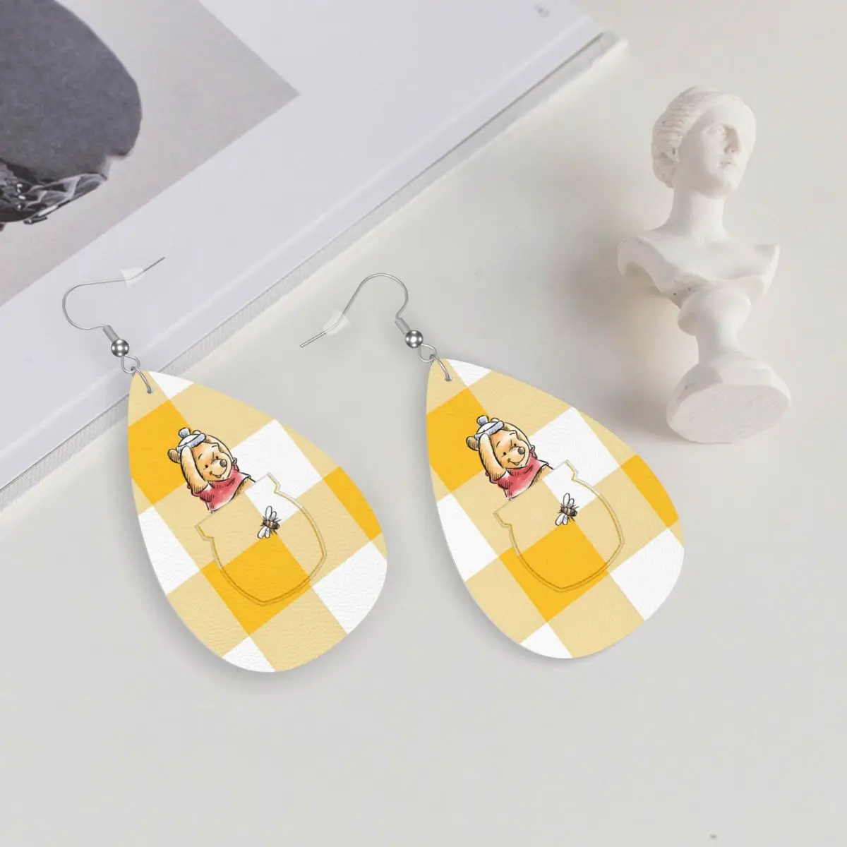 Custom Winnie The Pooh PVC Leather Earrings Dangle Earrings Jewelry For Women For Wife Mother Gift view 5