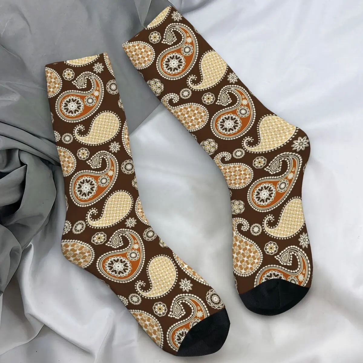

Коричневые носки с узором пейсли, украшенные Chicano, модные чулки, осенние антибактериальные мужские носки унисекс, носки