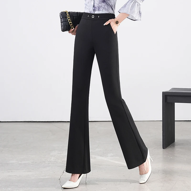 

Весенне-осенние повседневные расклешенные брюки с высокой талией, новинка 2025 года, модные женские брюки-костюмные для женщин среднего и старшего возраста