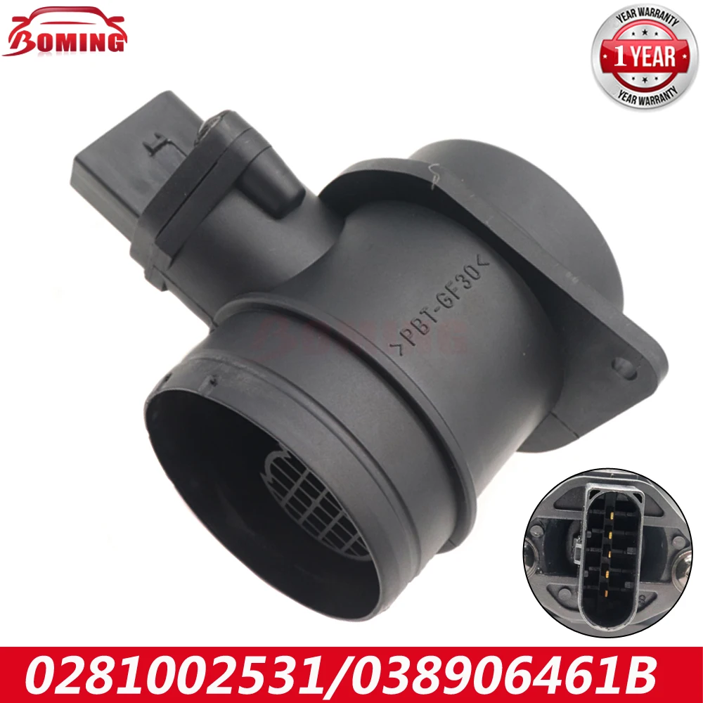 

Датчик массового расхода воздуха (ДМРВ) 0281002531 038906461B для VOLKSWAGEN BEETLE GOLF JETTA 2004-06 63139 7410119 917863 VE700164 SK2451213