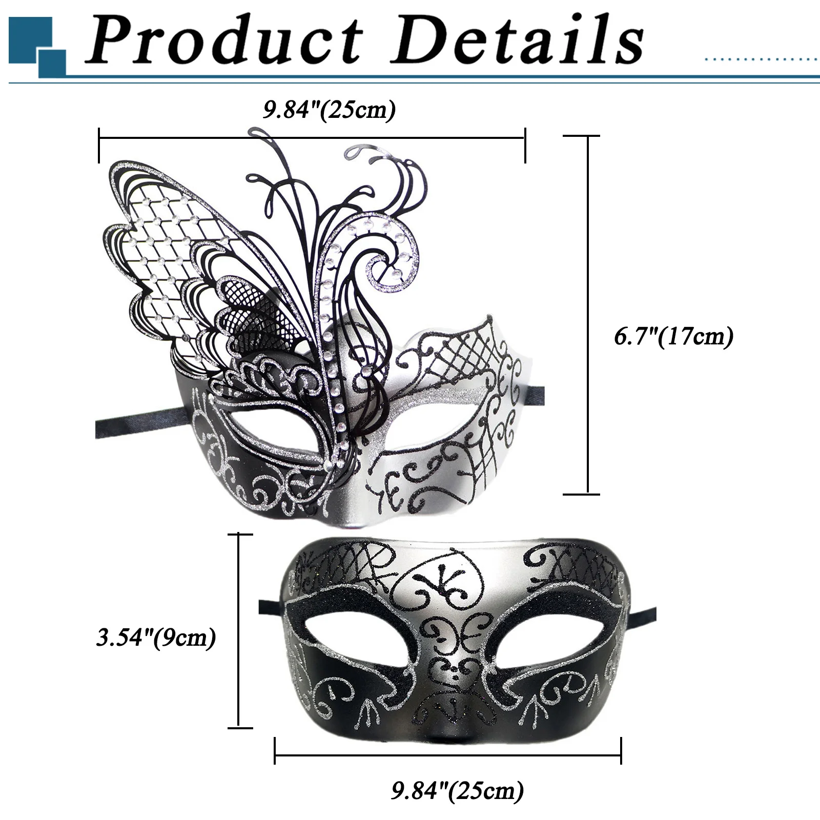 Light Plastics Couples Masquerade Ball Mask Venetian Metal Mask Mystery Fashion Carnival Mask Halloween Party Costume Ball Mask