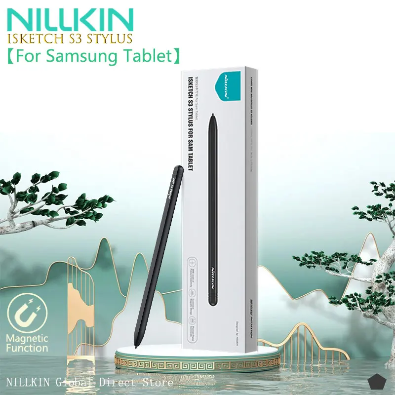 nillkin-isketch-s3-スタイラスペン、サムスンタブレット用、4096段階筆圧感知、傾き感知、充電不要、ファイバーチップ、スリムペン