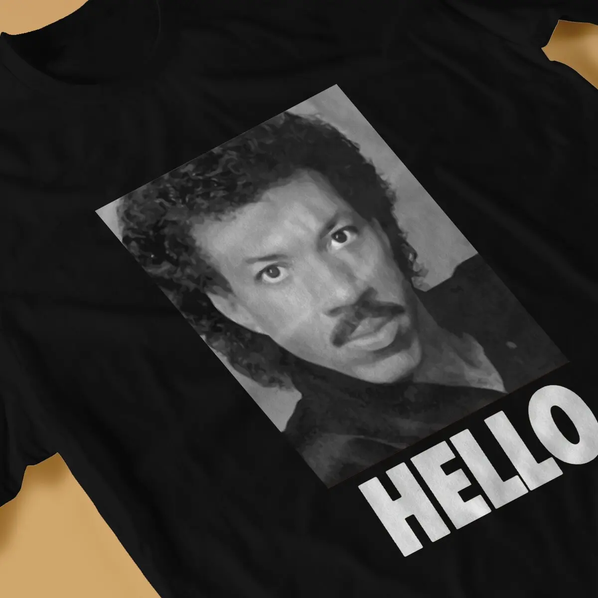 Lionel Brockman Richie Creative TShirt for Men Hello Round Collar Basic T Shirt Hip Hop Gift Clothes Streetwear image 4