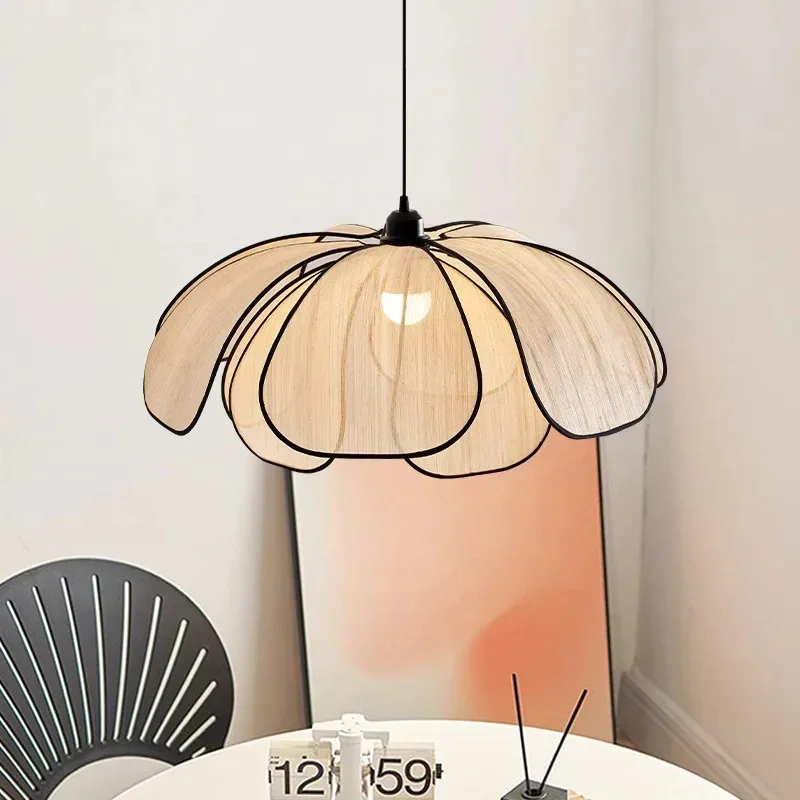 

Nordic Flower LED Pendant Lamp Fabric Chandelier Living Room Dining Room Bedroom Study Home Decor Indoor Hanging Light