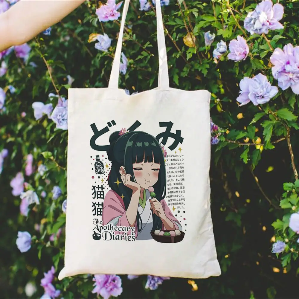 Apothecary Diaries Canvas Tote Bags Handmade Beach Foldable Reusable Wholesale Shopping Bag Unique Pattern Insulated College