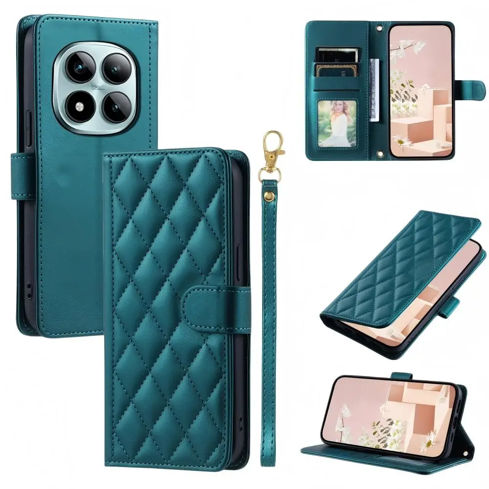 

Flip Leather Grid Phone Case For XiaoMi RedMi Note 15 Pro Plus 5G Card Slot Protective Shell Shockproof Back Cover