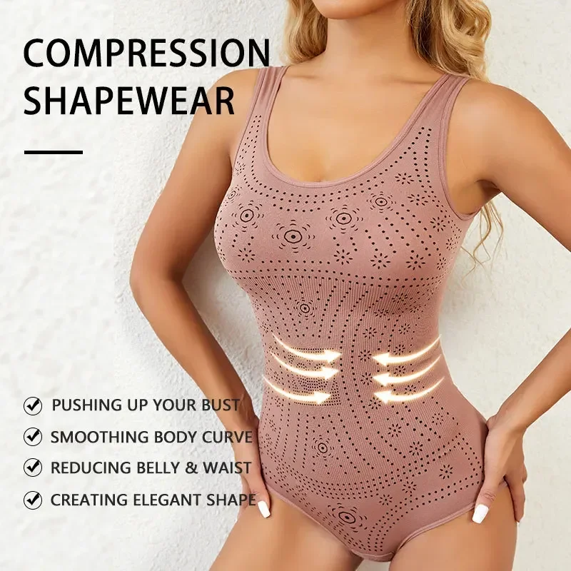 Seamless bodysuit printed plus size tummy control shapewear flat belly slimming full body shaper corset underwear women tank top