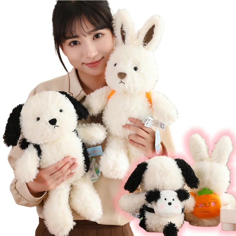 Fluffy Stupid Cute Plush Dog Carrot Bunny Toys Home Decor Soft Carry A Bag Birthday Gift Girl Creative Stuffed Accompany Doll