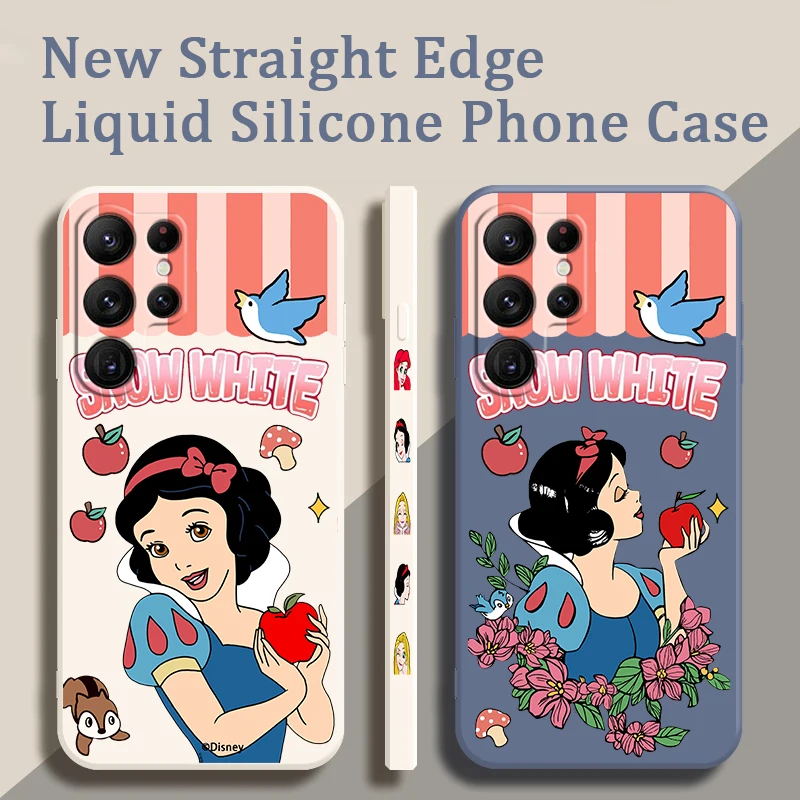 

Disney Snow White Princess Liquid Left Rope For Samsung Galaxy S24 S23 S22 S21 S20 FE S10 Ultra Plus Lite 5G Cover Funda
