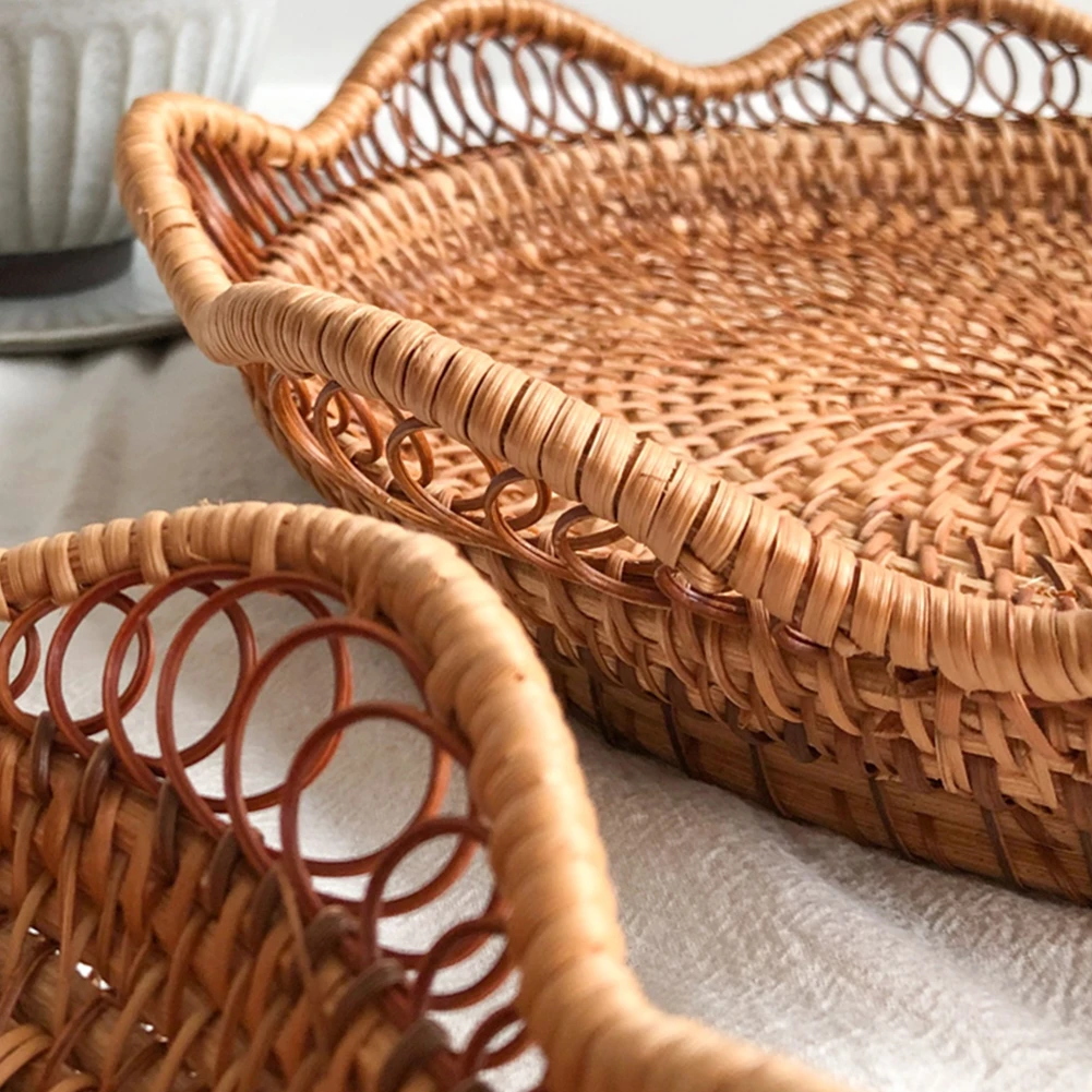 Vine Woven Fruit Tray Storage Basket Lace Fruit Basket