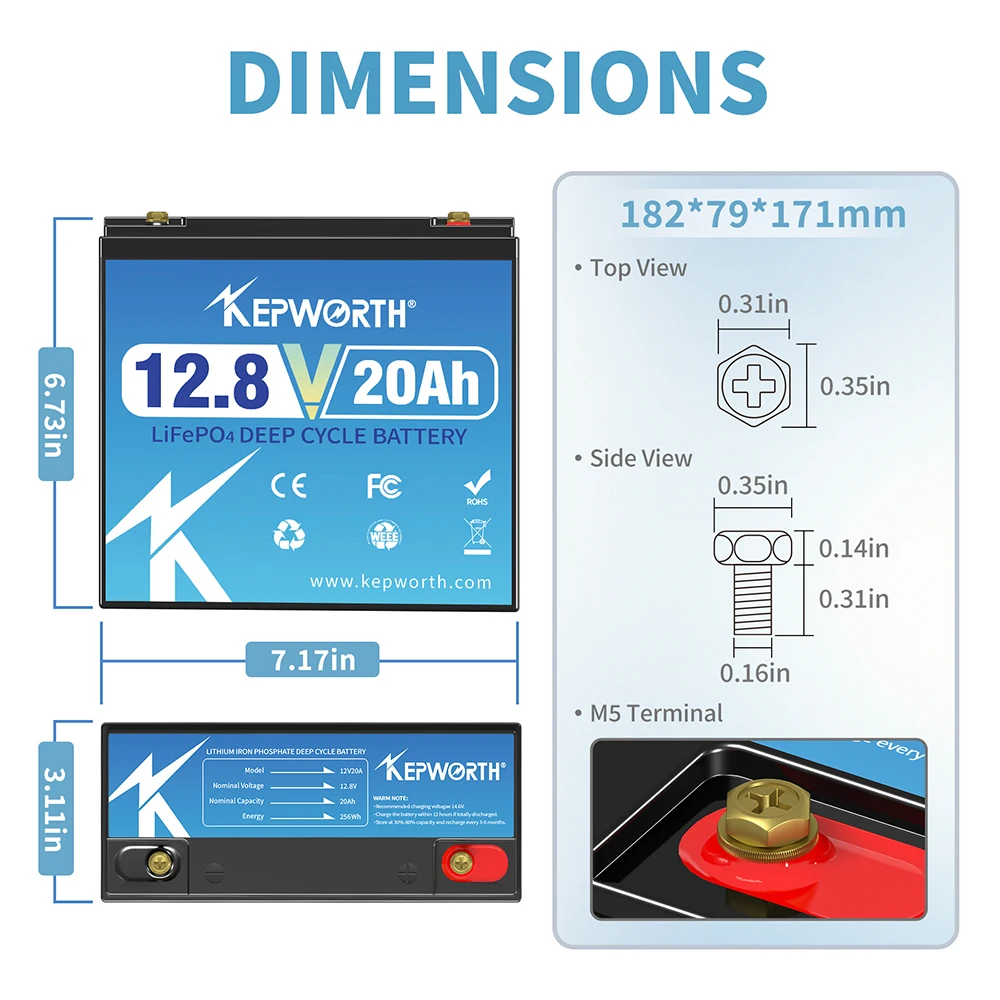 KEPWORTH Neueste LifePo4-Batterie 12 V 20 Ah 25 Ah Integriertes BMS 12 V LiFePo4-Akku in Reihe oder Parallel – Detail 2
