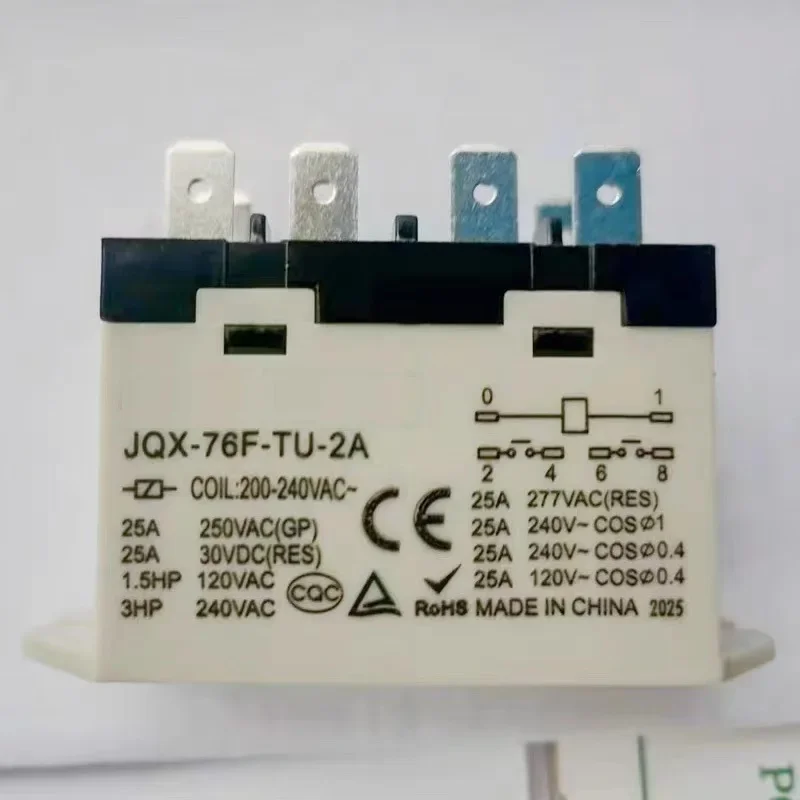 Small high power relay JQX-76F-TU-2A 220VAC 380-400VAC 25A RGF2OU700 RGF2OU900 6PIN JQX76FTU2A 6 feet 2 sets of normally