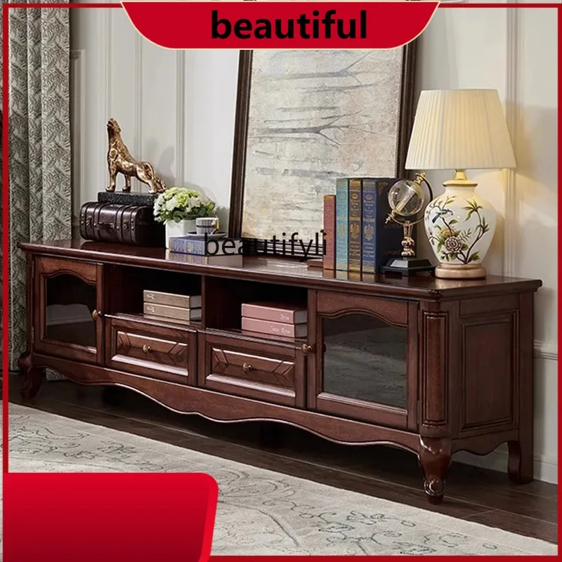 

All solid wood American TV cabinet, living room storage cabinet retro floor cabinet H