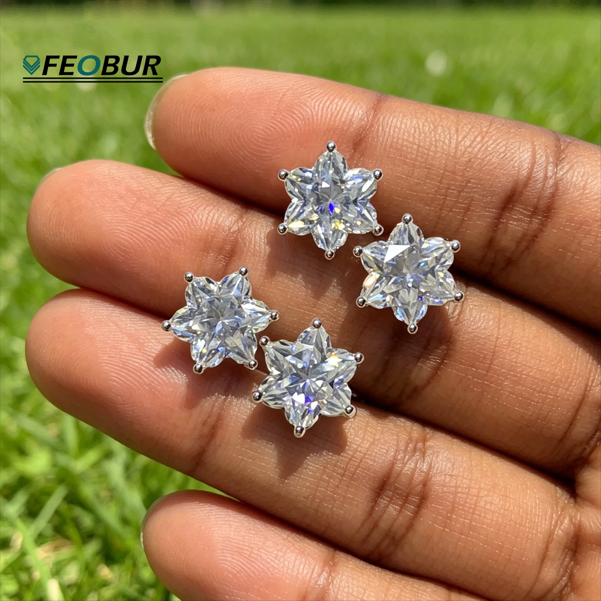 

Серьги-гвоздики FEOBUR 1CT 2CT с муассанитом огранки «Цветок» для женщин, имитация бриллиантов, серебро 925 пробы, сертифицированные ювелирные изделия GRA