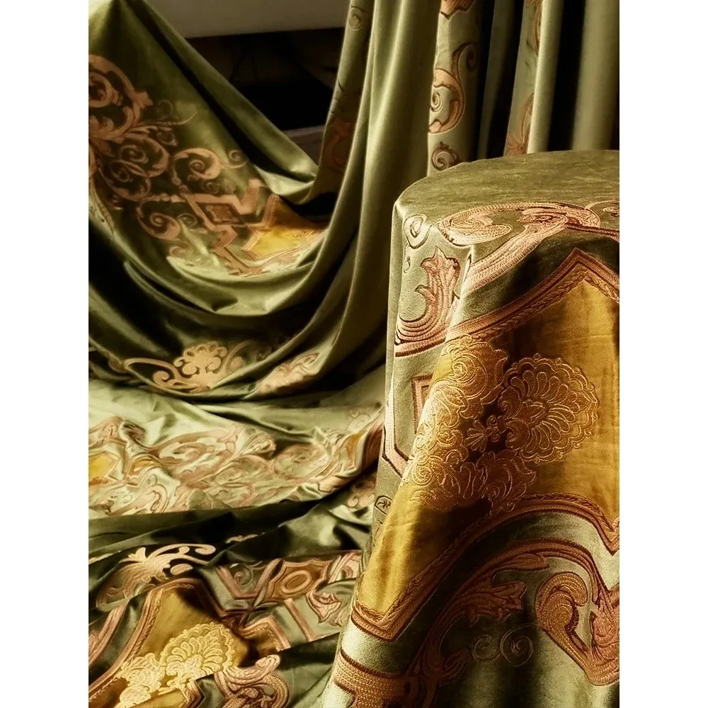 Curtains for Living Dining Room Bedroom Luxury Embroidery Home Decor French European Villa Court Retro Classical Velvet Blackout