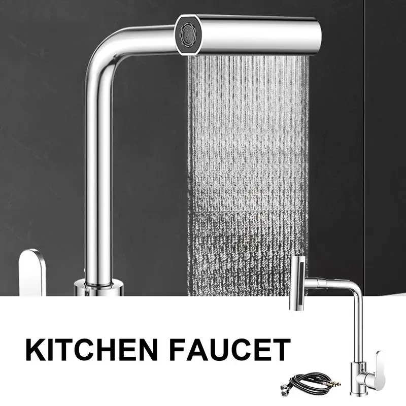 

Kitchen Waterfall Faucet Rotating Single Handle Sink Faucet L-Shaped Nozzle Kitchen Sink Faucet For Rinsing The Dishes And Large