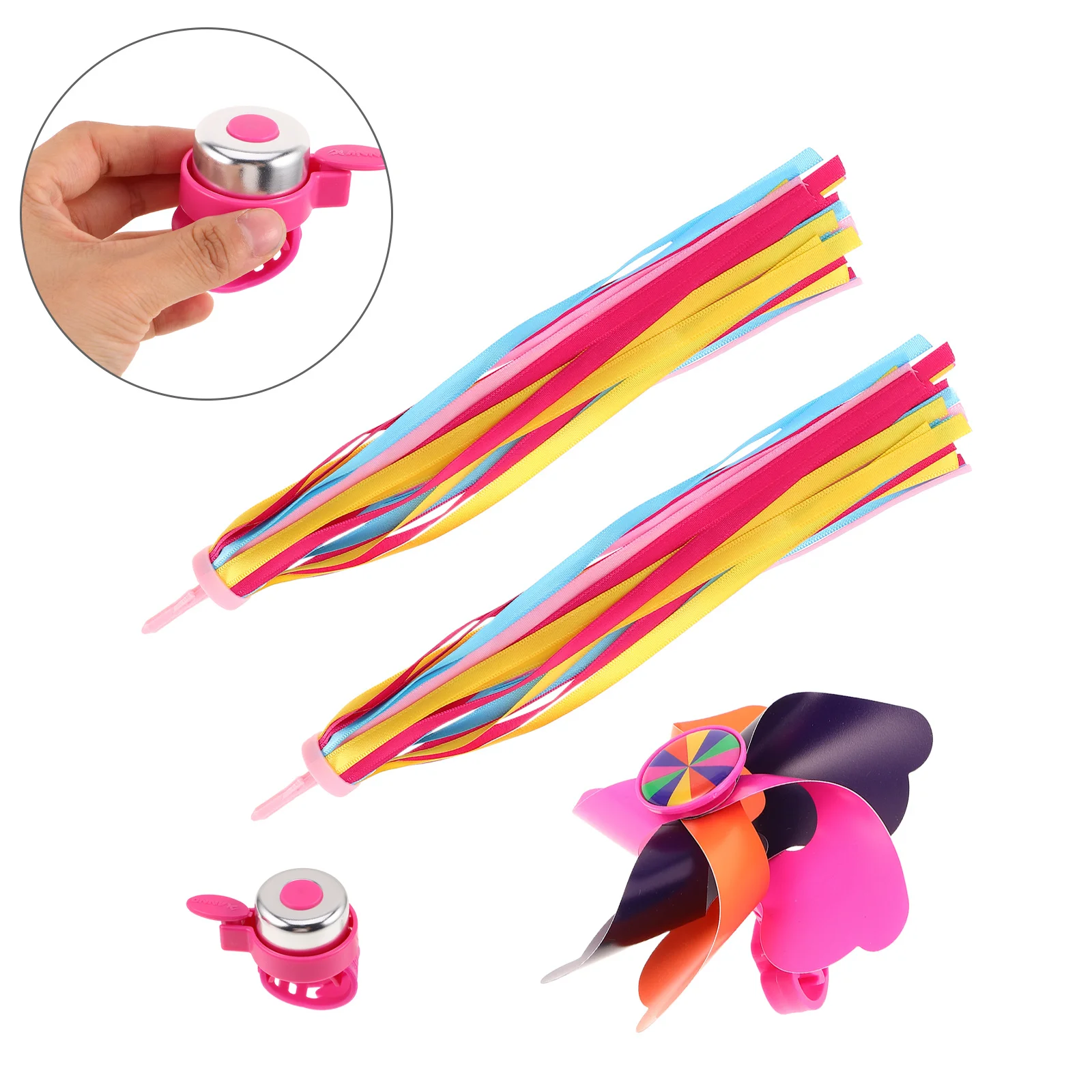 1Set Children's Bicycle Accessories Bike Handlebar Streamers Colorful Tassels Bell Easy Install Bicycle Bell Bike Streamers
