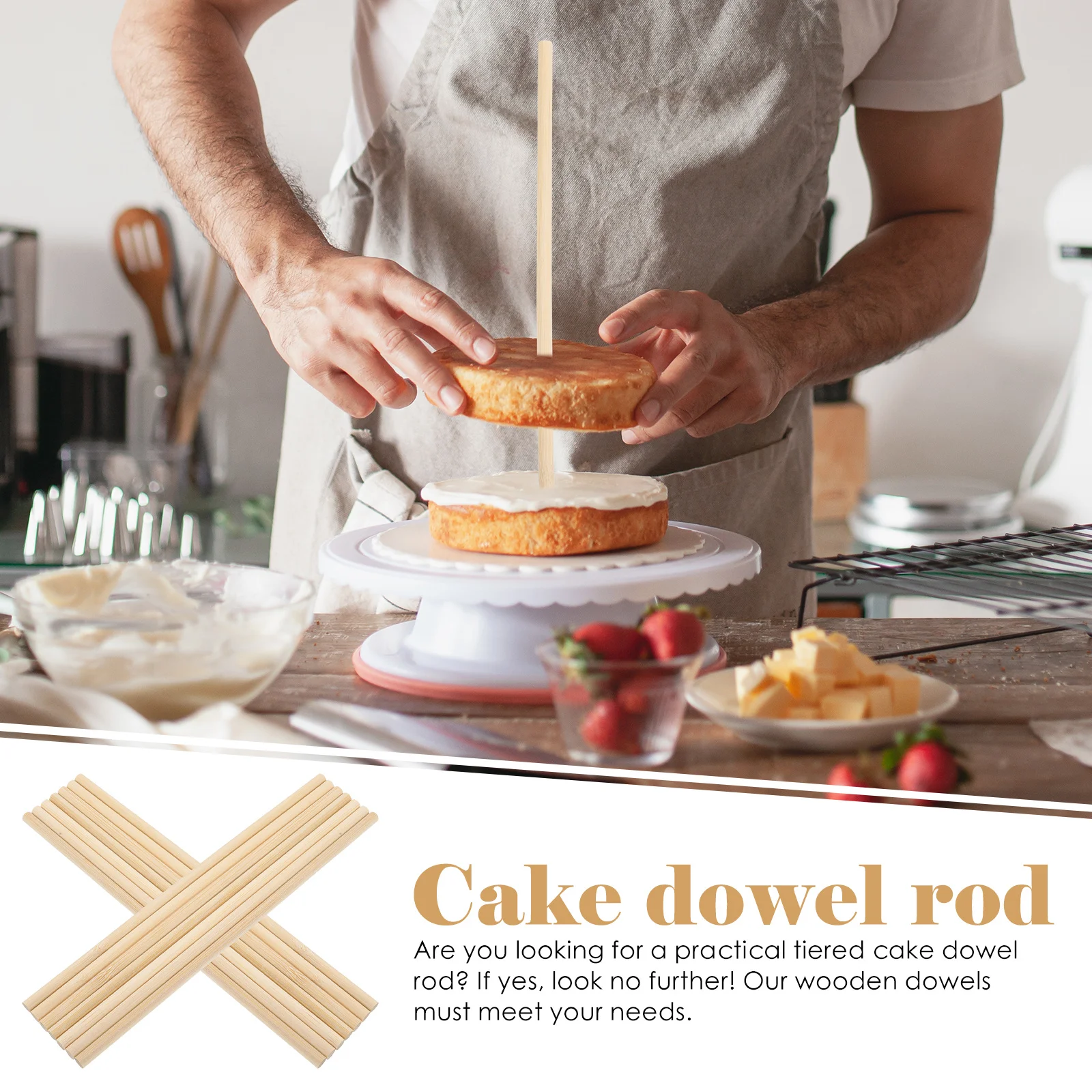 

50pcs Support Dowels Wooden Dowel Rods For Tiered Cakes Wedding Stand Decoration Cake Making Tool Cake Supplies Kitchen Bar