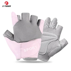 X-TIGER Cycling Gloves Pink Woman Half Finger GYM Gloves Bike Mitten 3D GEL Breathable Non-Slip Outdoor Sport Fitness Gloves