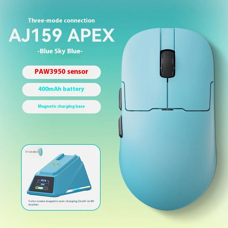 Imagem -05 - Ajazz-mouse sem Fio Paw3950 Jogo de Modos com Carregador 8000hz Taxa de Retorno Acessórios de Computador Aj159apex