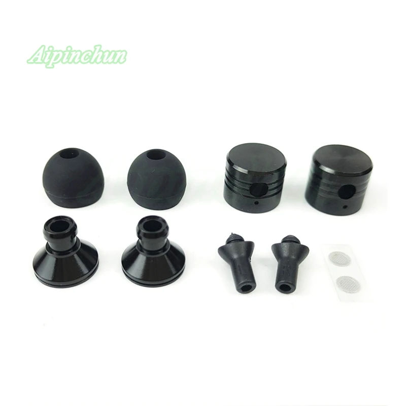 Aipinchun ปลอกหุ้มหูฟังชนิดใส่ในหูสีดำชิ้นส่วน DIY สำหรับลำโพงขนาด10มม.