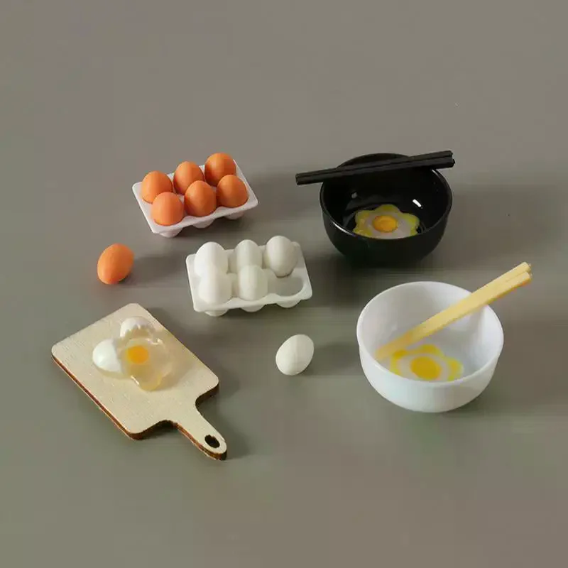 Mini sartén para huevos para casa de muñecas 1:12, utensilios de cocina, modelo de casa de muñecas, accesorios de escena de cocina, Kit de juguetes para juego de imitación para niños