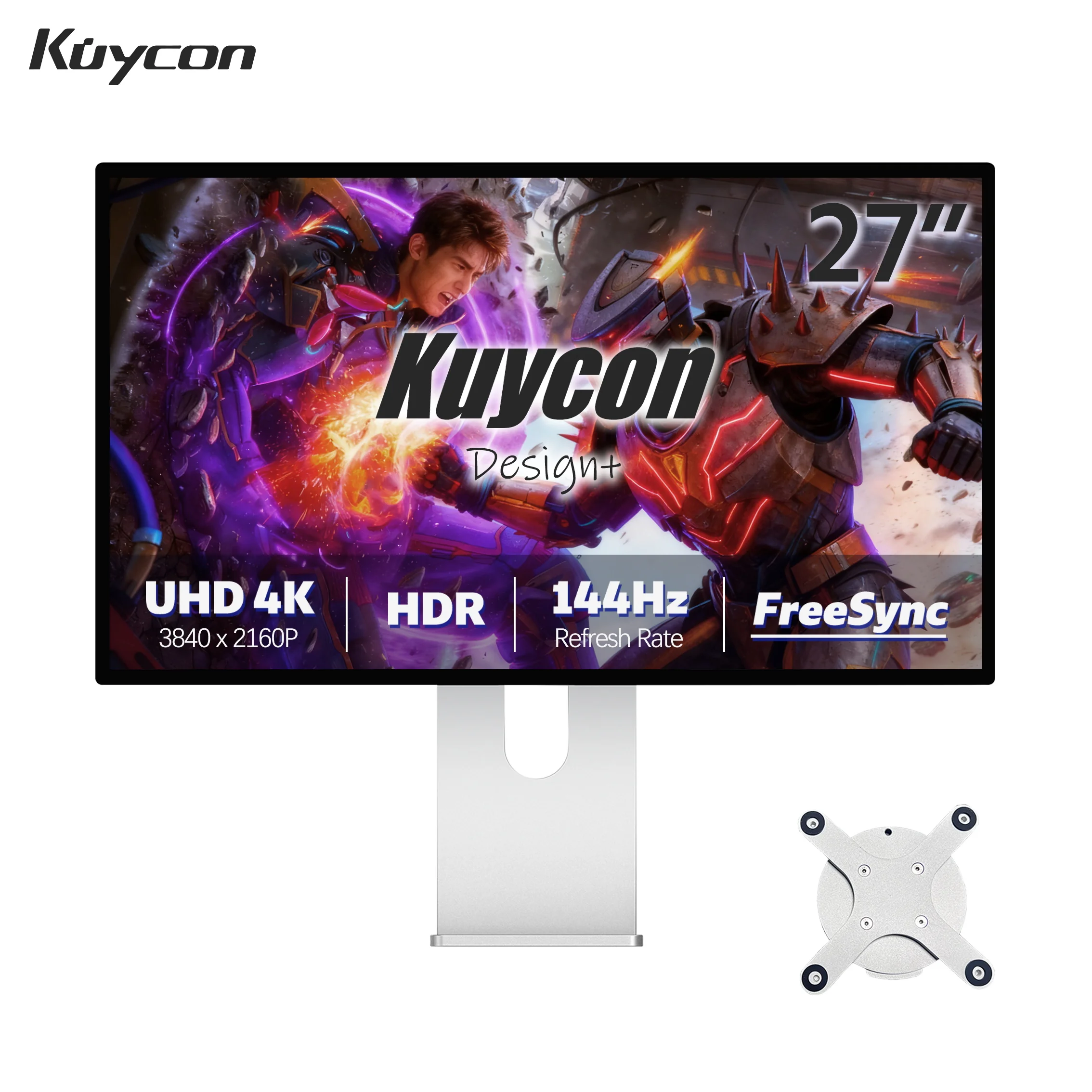 

Kuycon P27D Computer Monitor 27 Inch Thin Full HD Wide Screen Quick Response Aluminum Alloy 4K G-Sync AMD Free Sync Compatible