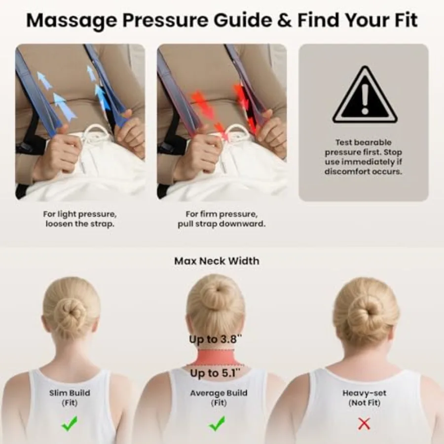 مدلك شياتسو للرقبة اللاسلكي لتخفيف الآلام في المكتب أو الاستخدام المنزلي تدليك الأنسجة العميقة 4D مع حرارة مهدئة