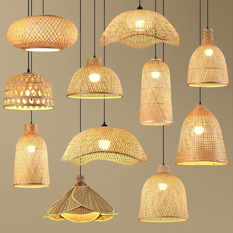 Contemporary Bamboo Weaving Pendant Lamp Art Hot Pot Restaurants Bedroom Commercial Homestas Tea Room
