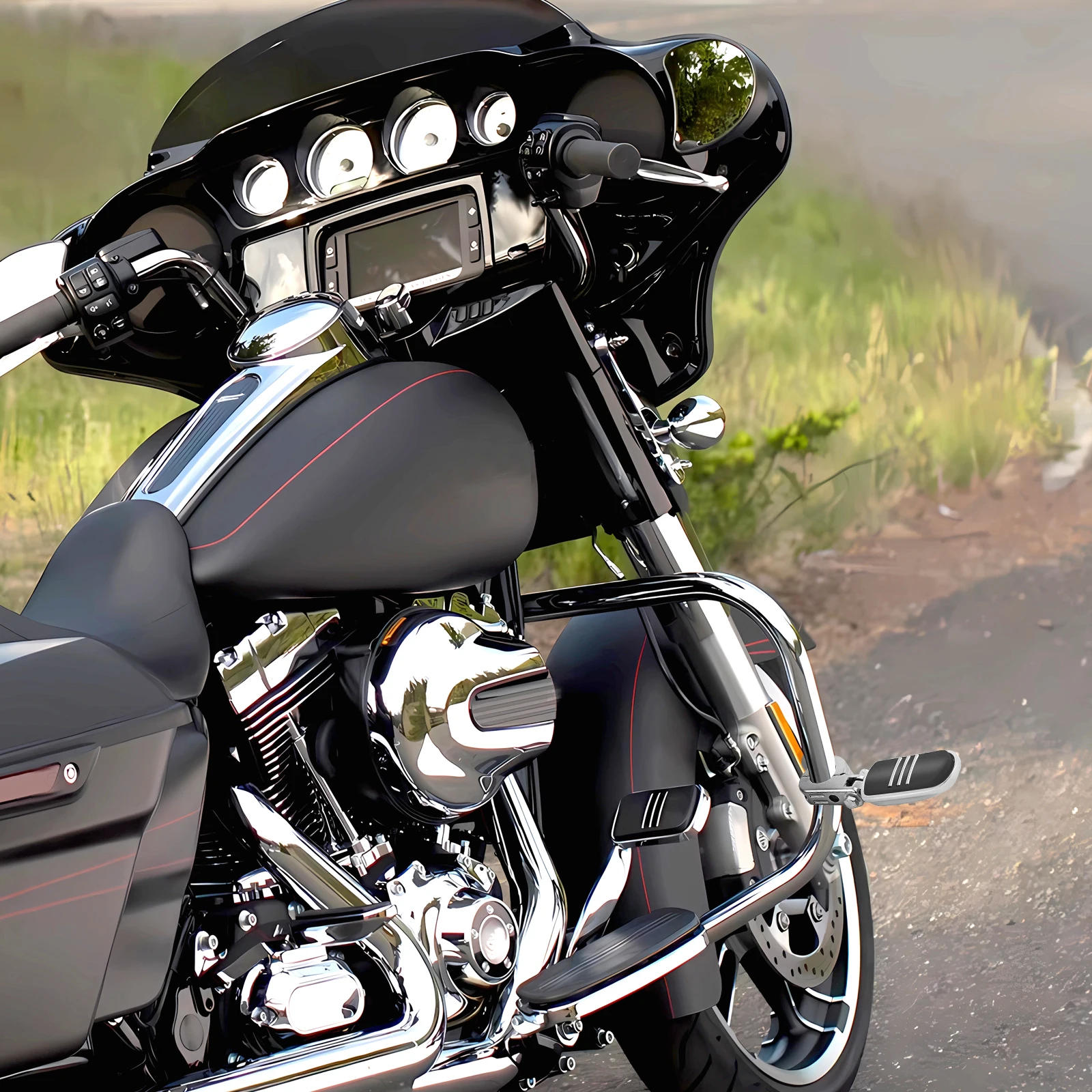 Chrome Motorcycle Highway Crash Bar Foot Pegs Rest Clamps Engine Guard Mounts Kit For Harley Honda Suzuki Honda Kawasaki