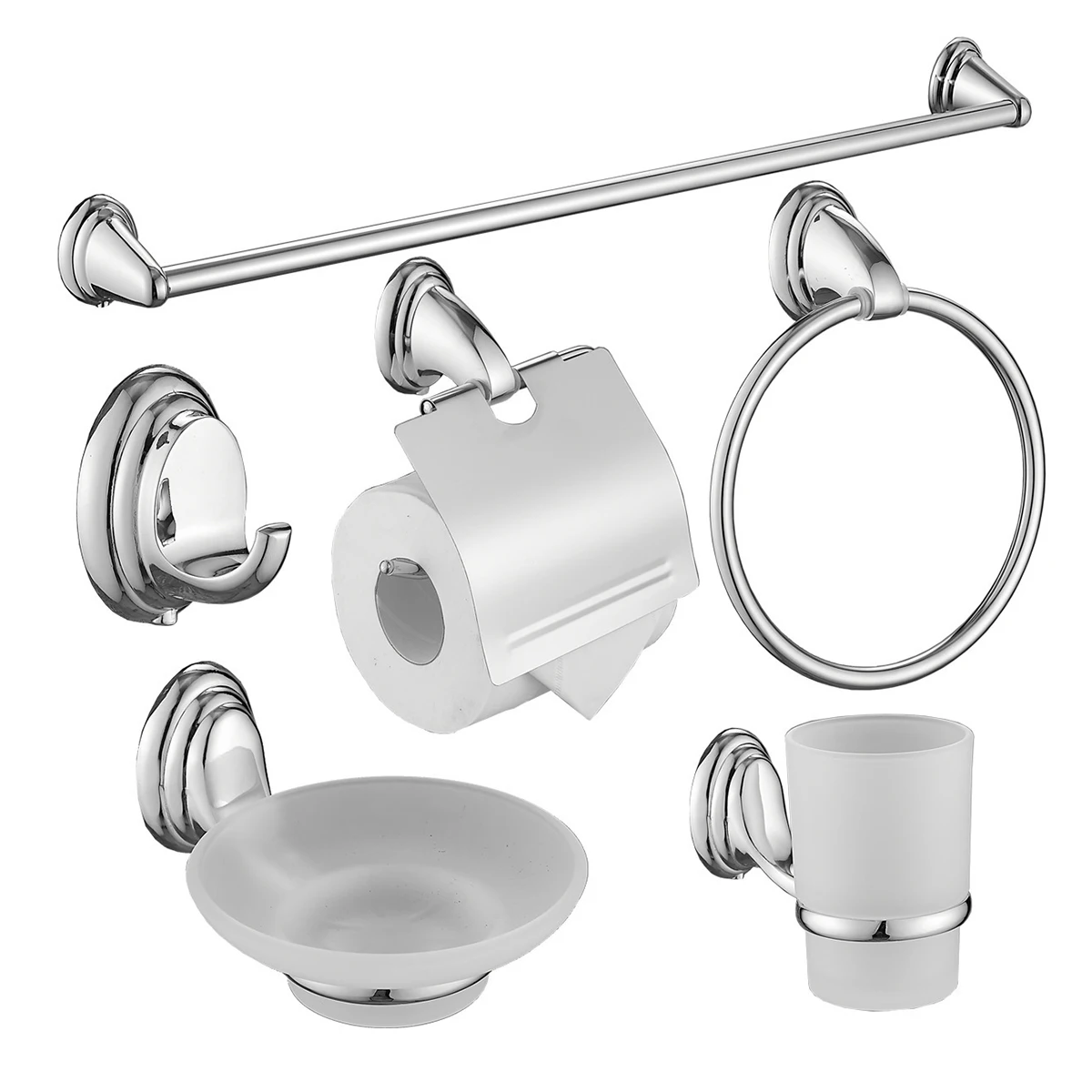 

Bathroom Hardware Accessories Towel Rack Six-Piece Set Bathroom Towel Ring Toilet Paper Holder